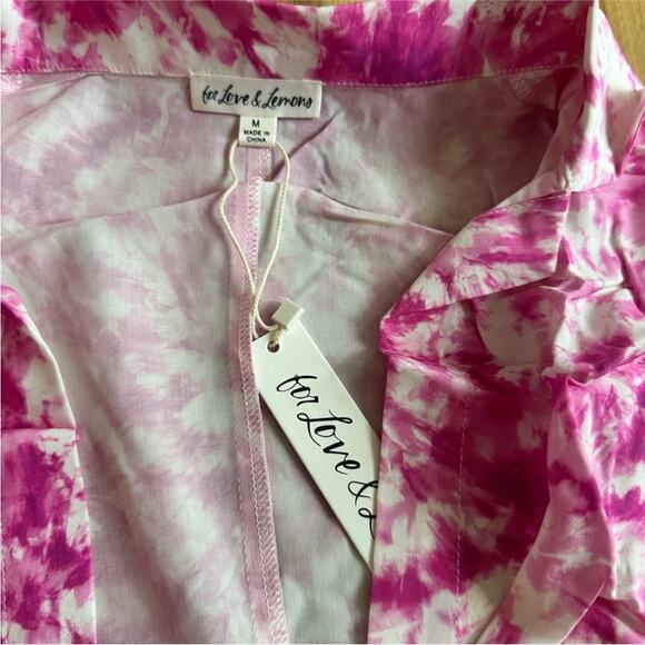 NWT For Love And Lemons $217  Pink and White Cuffed Sleeve Crop Top size M - Picture 6 of 6